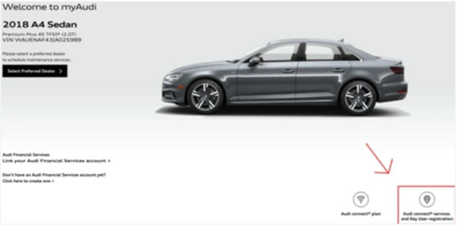 Audi Connect services and Key User registration