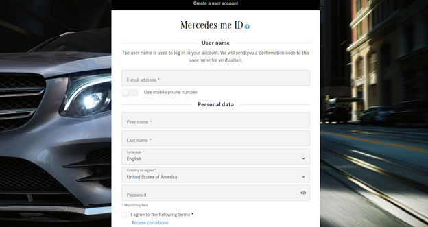 Login to the Mercedes-Benz Account