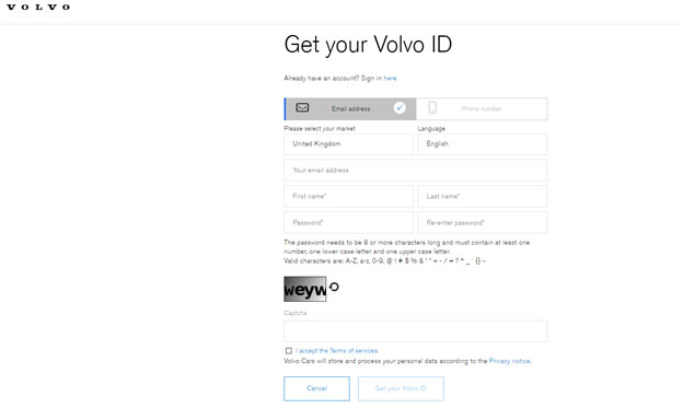 Login to the Volvo Account